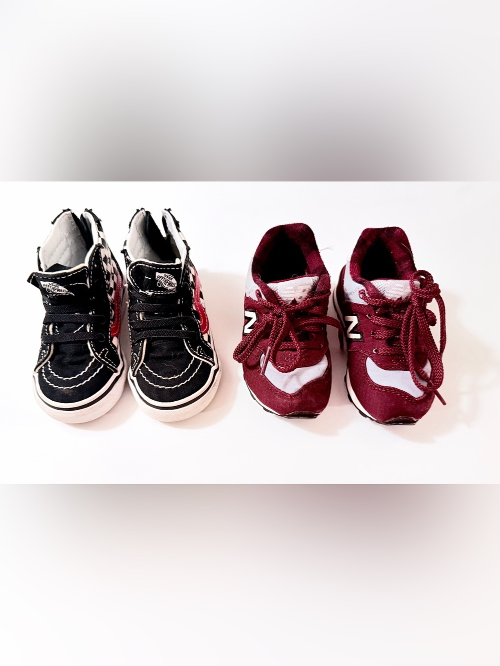 Toddler Boys Size 5 Shoe Bundle | Vans Sk8-Hi Zip Checkerboard & New Balance 574
